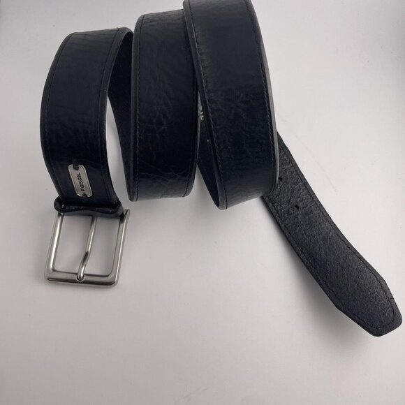 FOSSIL Men's Genuine Leather Black Belt w/Silver Metal Buckle Size 100/40 - Picture 14 of 15